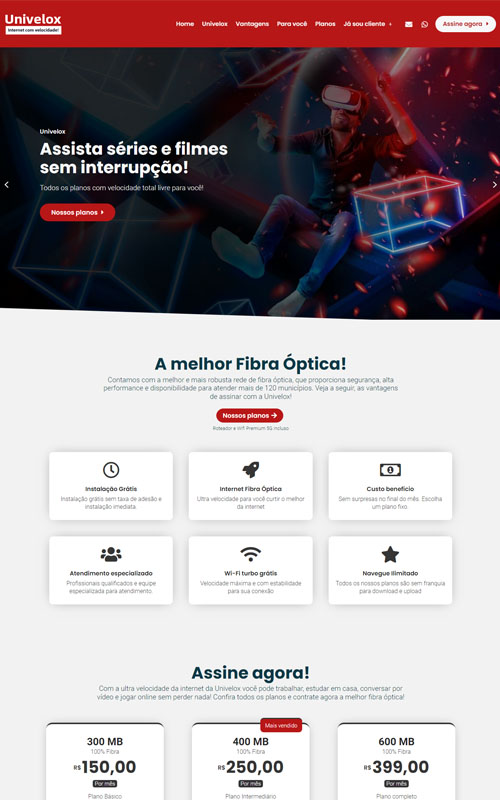 Modelo de Site para empresas e provedores de internet