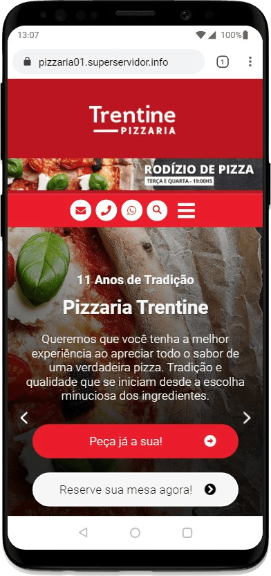 Página inicial pelo celular